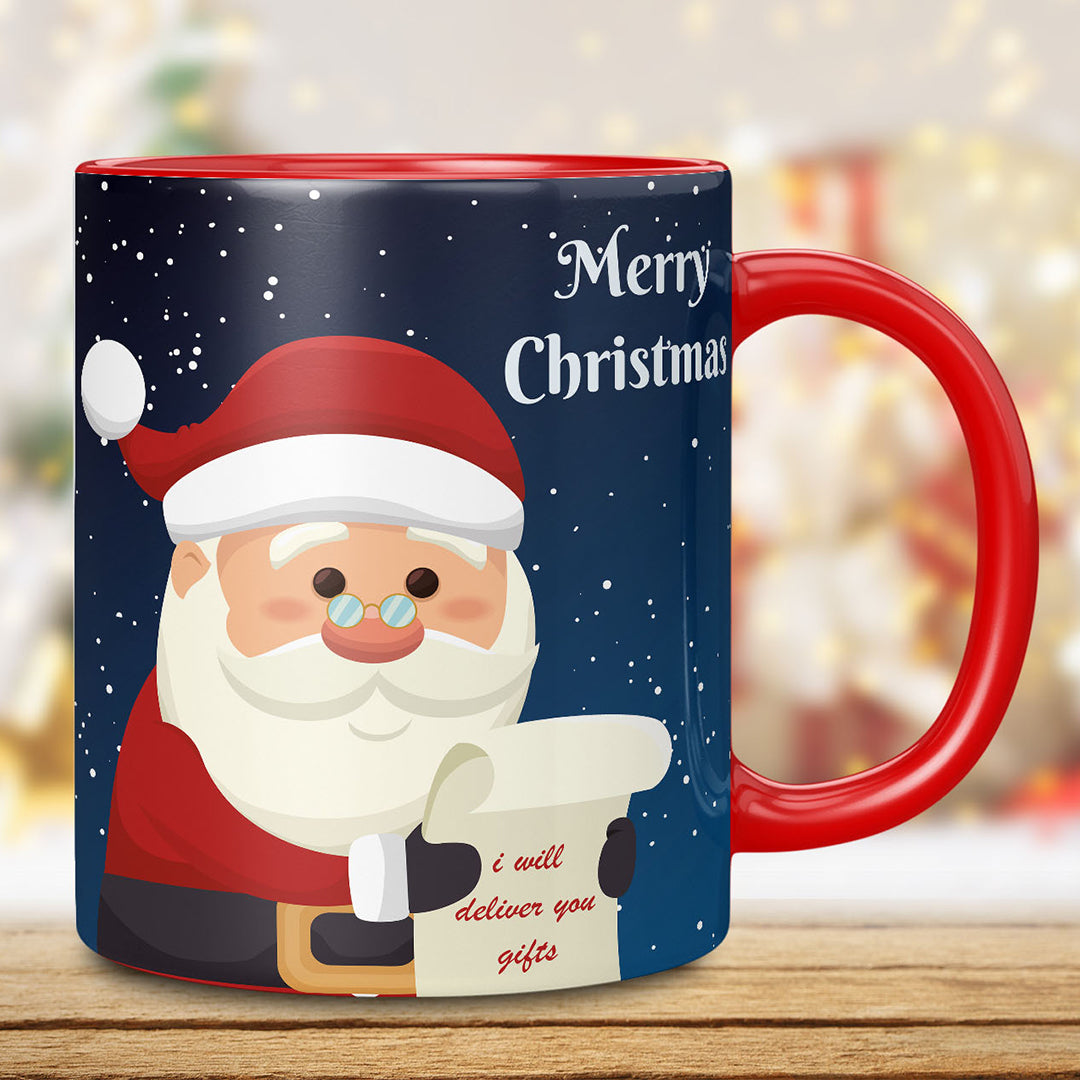 TrendoPrint Merry Christmas Printed Red Coffee Mug 350ml