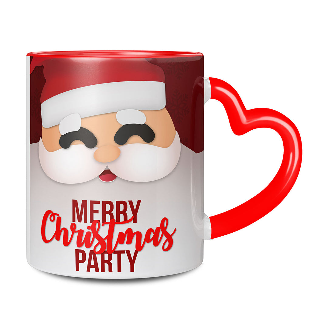 TrendoPrint Merry Christmas Printed Heart Handle Coffee Mug 350ml with Keychain