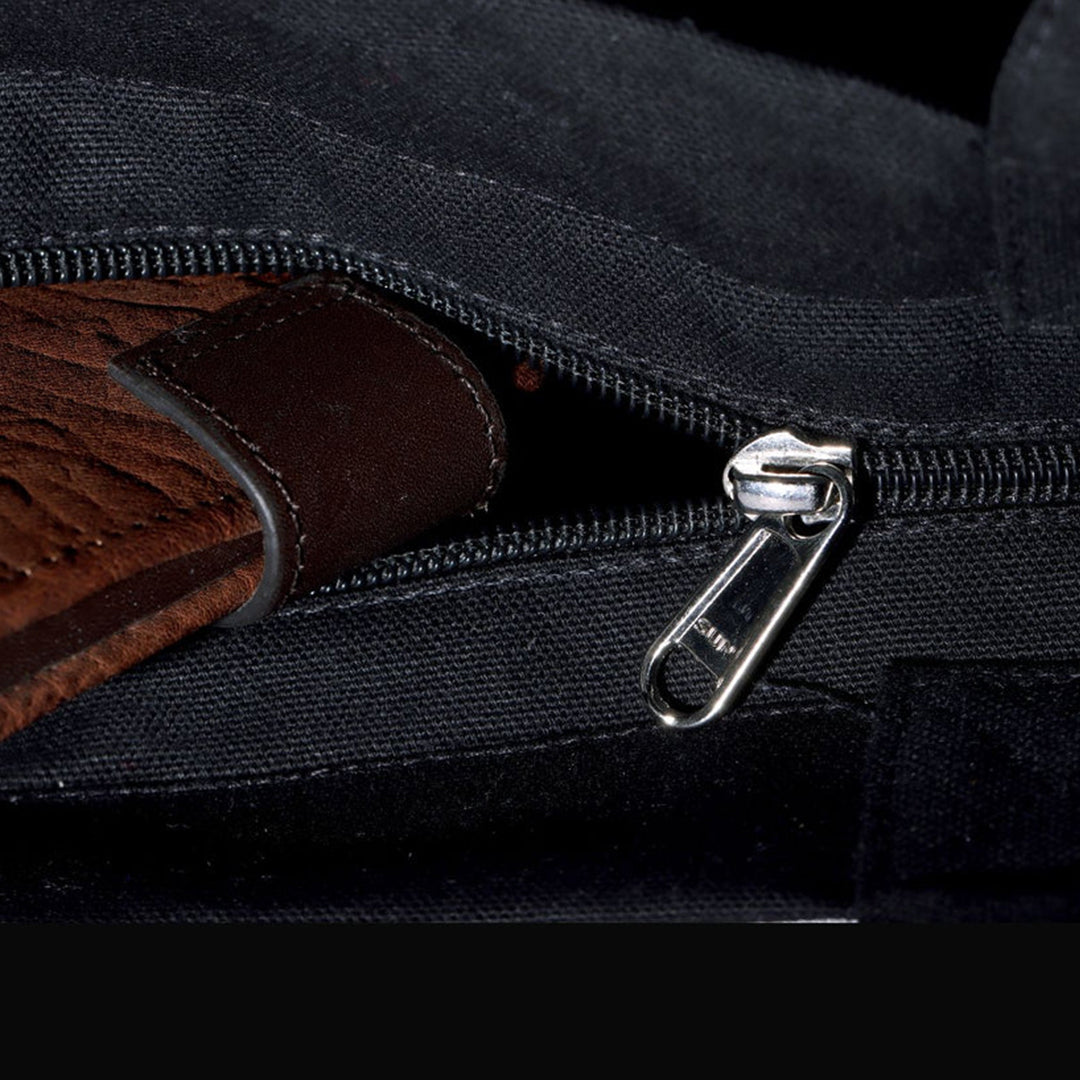 TrendoPrint Aesthetic Black Zipper Tote Bag (14x16 inches)