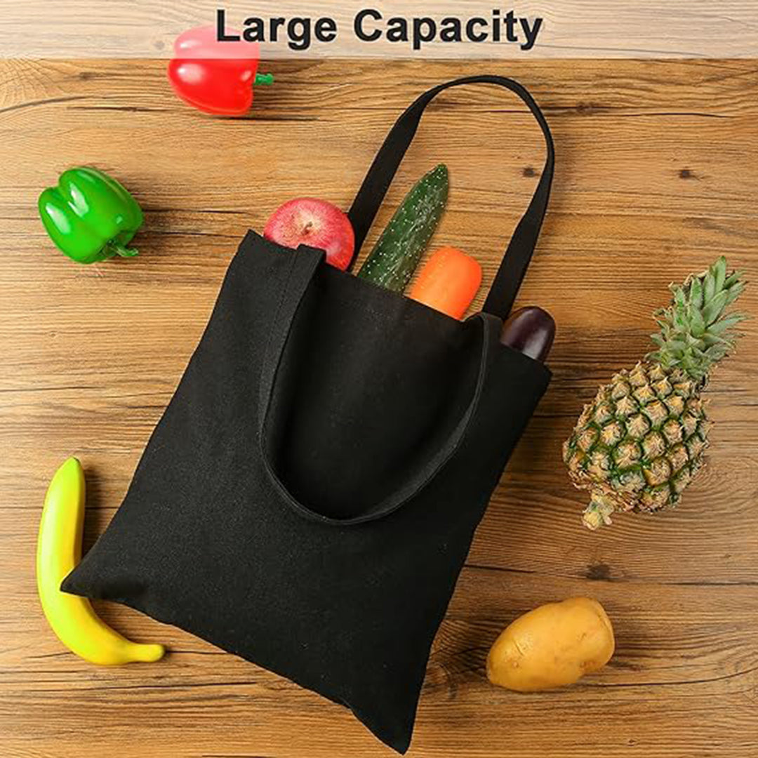 TrendoPrint Aesthetic Black Zipper Tote Bag (14x16 inches)