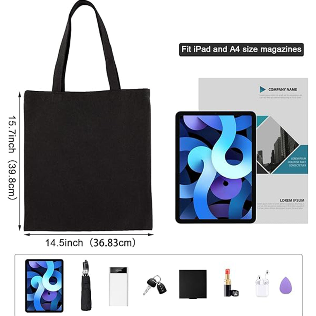 TrendoPrint Whatever Black Zipper Tote Bag (14x16 inches)