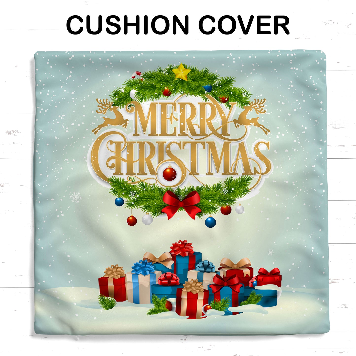 TrendoPrint Merry Christmas Printed Home Décor Cushion Cover with Filler 12x12 inches